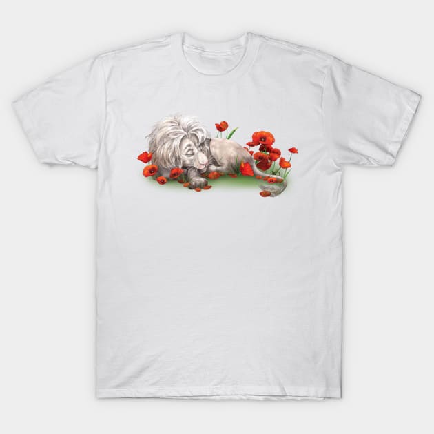 White lion sleeps in a poppy field T-Shirt by AnaGrigorjev